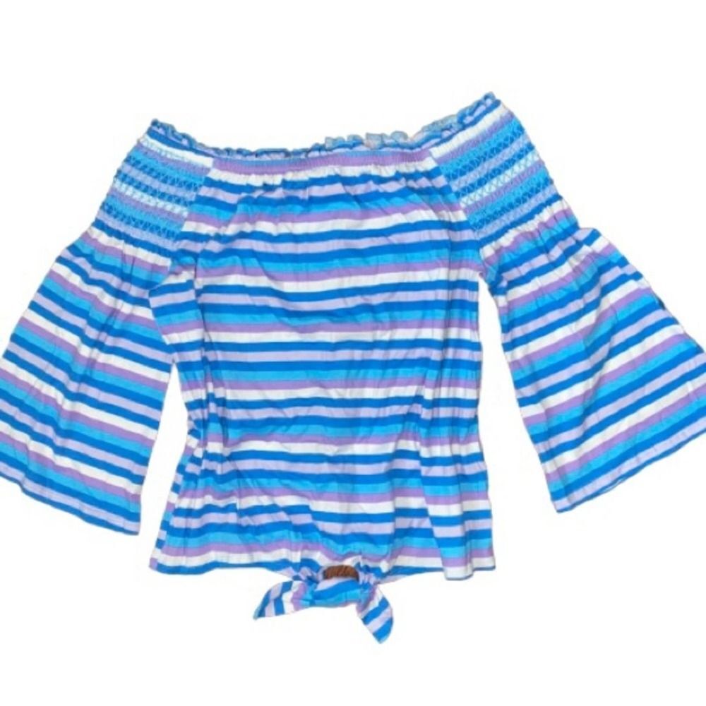 Girls Cloud Chaser Stripe Tie Front Top Size XL (16) Back To School NWOT!